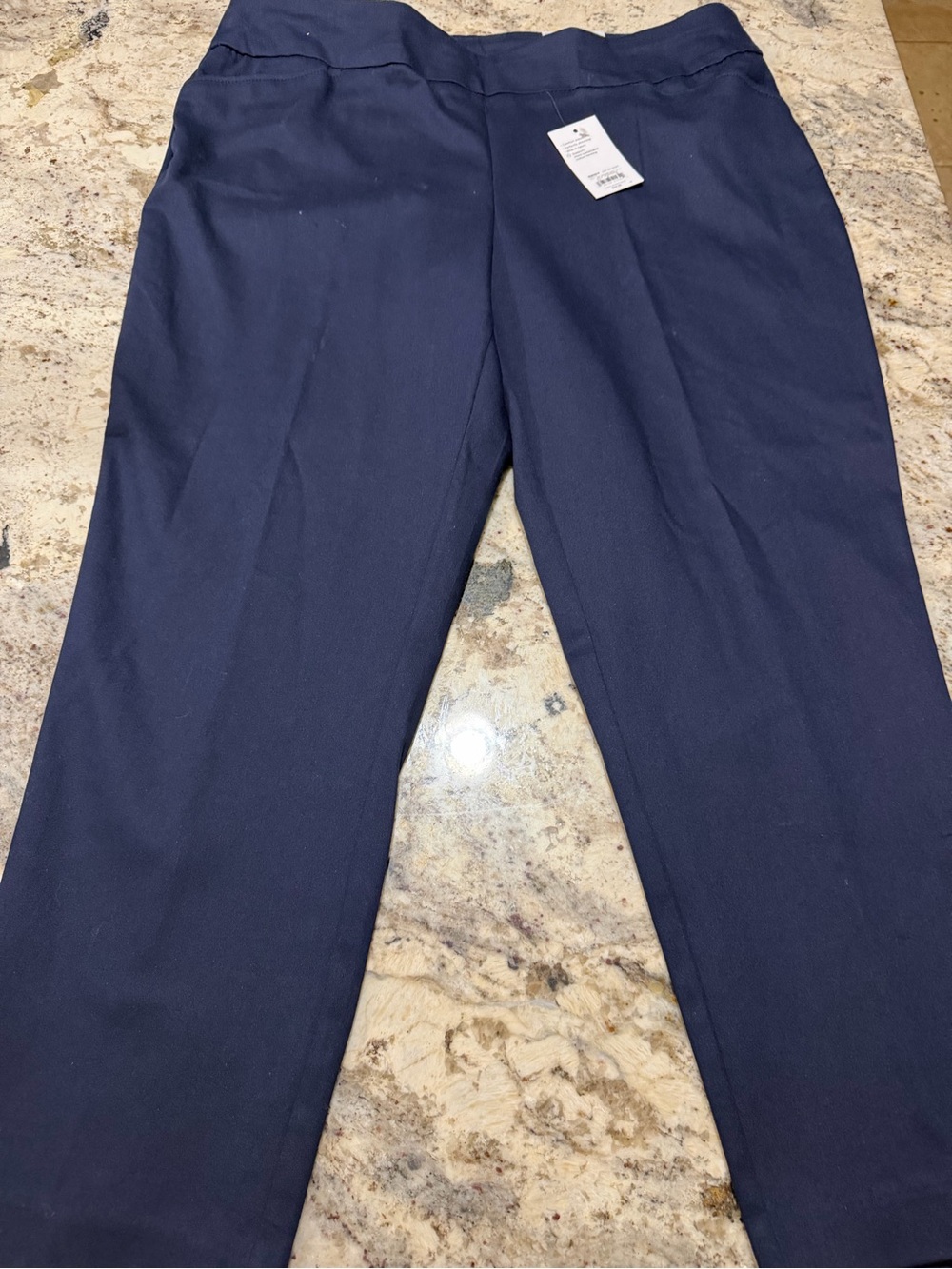 NWT Croft & Barrow The Effortless Stretch Pant 16W Short Navy Blue